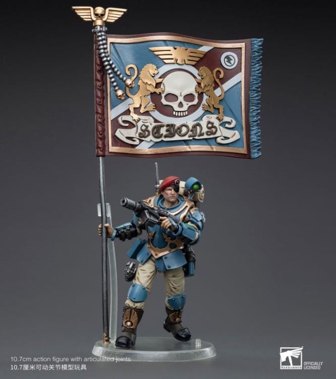 Warhammer 40k Astra Militarum Tempestus Scions Command Squad 55th Kappic Eagles Banner Bearer 1/18 Scale Figure