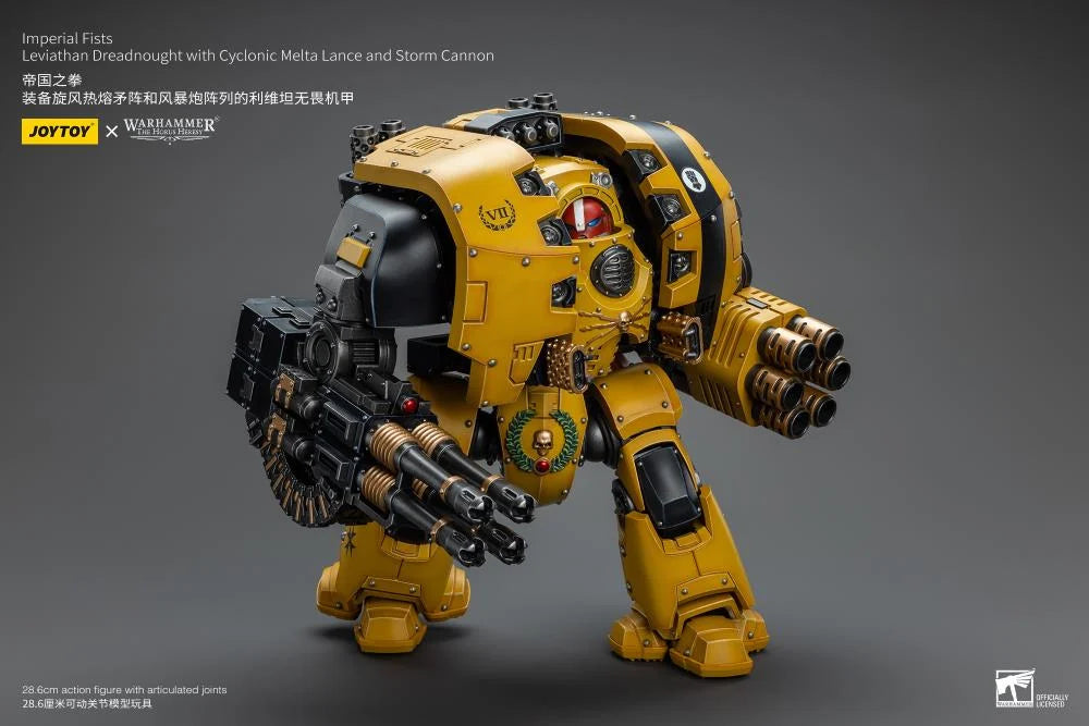 Warhammer 40K Imperial Fists Leviathan Dreadnought with Cyclonic Melta Lance and Storm Cannon 1/18 Scale Action Figure