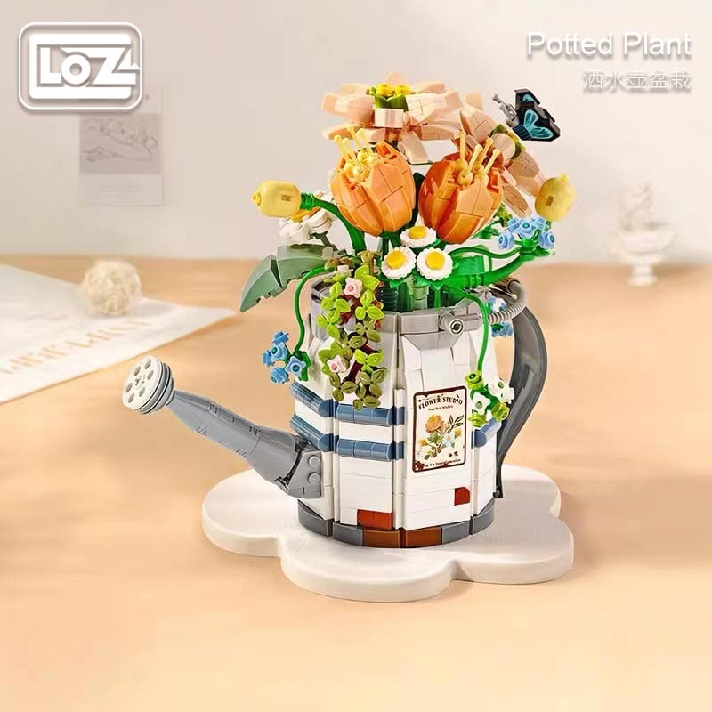 LOZ Potted Plant 1936 Micro Potting Watering Can Pots And Flowers