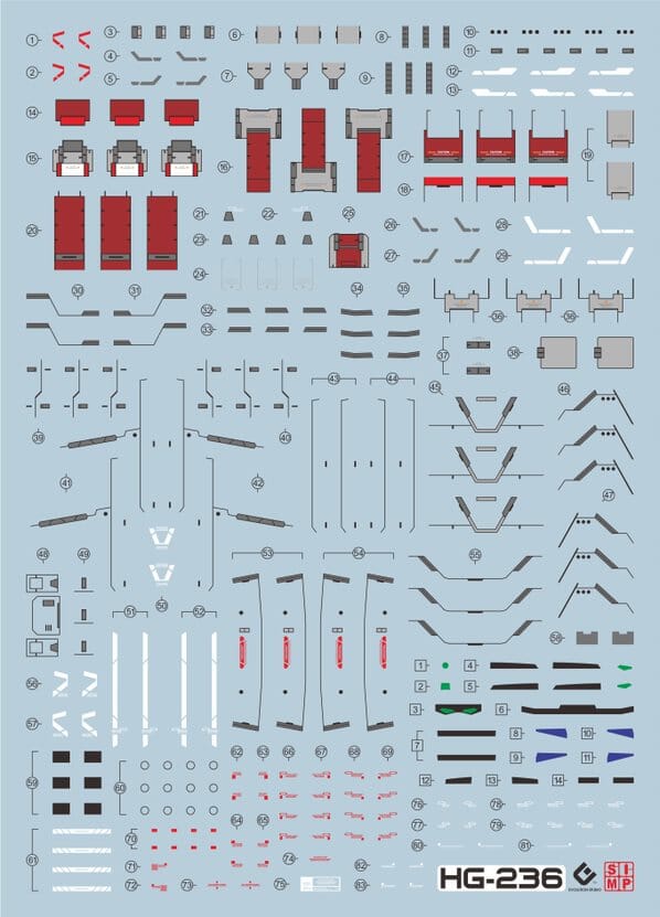 C80 HGUC Gundam Heavyarms Decal Sheet