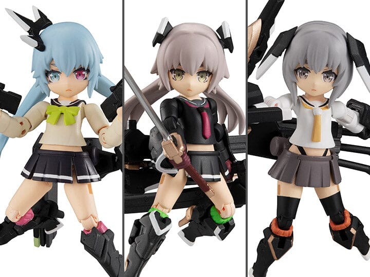 Heavily Armed High School Girls Desktop Army Team 1 Box of 3 Figures