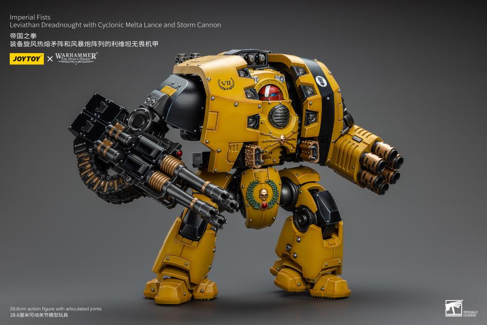 Warhammer 40K Imperial Fists Leviathan Dreadnought with Cyclonic Melta Lance and Storm Cannon 1/18 Scale Action Figure