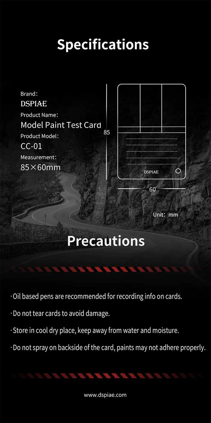 DSPIAE CC-01 Model Paint Color Test Card