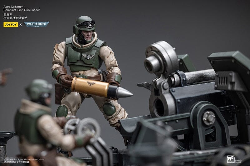 Warhammer 40K Astra Militarum Ordnance Brigade Team with Bombast Field Gun Artillery 1/18 Scale Set