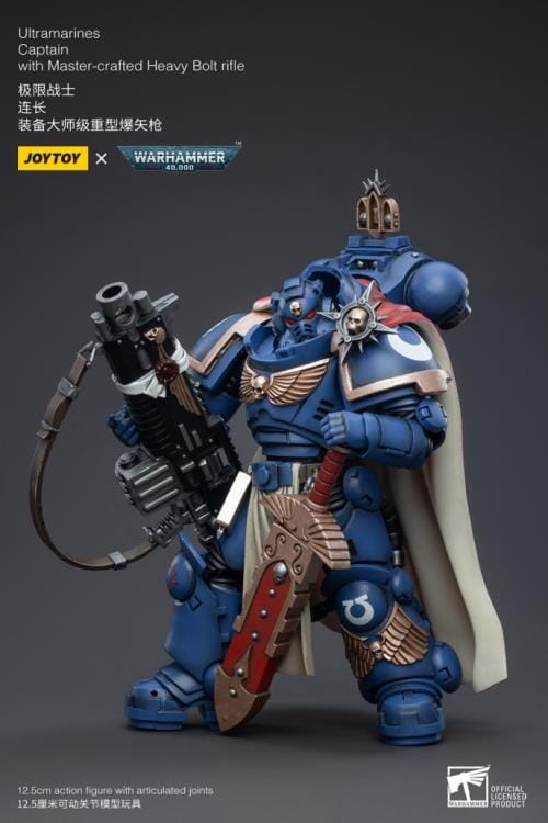 Warhammer 40K Ultramarines Captain with Master-Crafted Heavy Bolt Rifle 1/18 Scale Figure