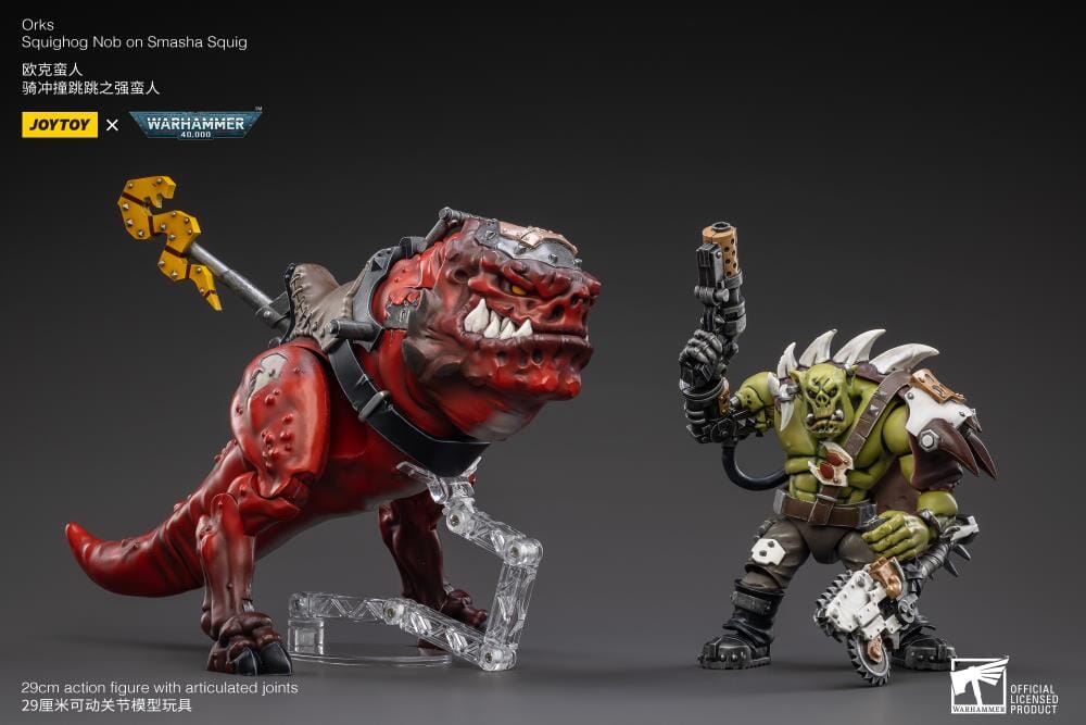 Warhammer 40K Orks Squighog Nob On Smasha Squig 1/18 Scale Figure Set