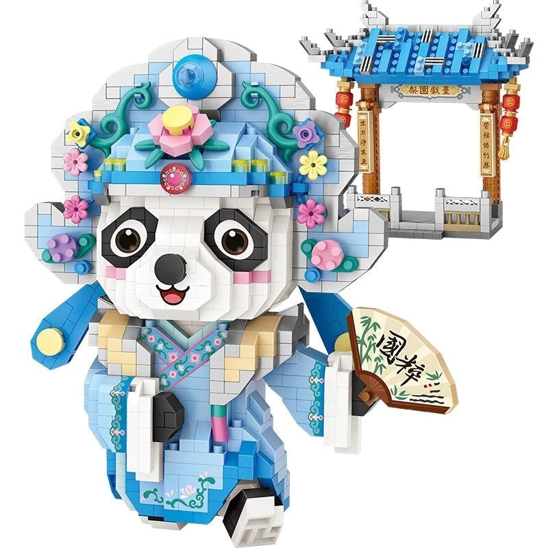 LOZ Micro Block 8101 Beijing Opera Panda Holding Fan with Gate