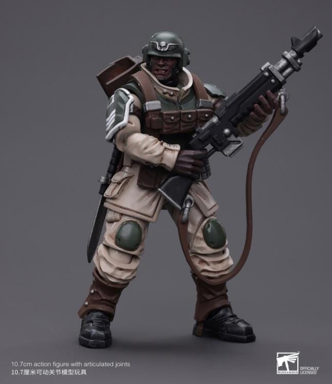 Warhammer 40k Astra Militarum Cadian Command Squad Veteran with Regimental Standard 1/18 Scale Figure