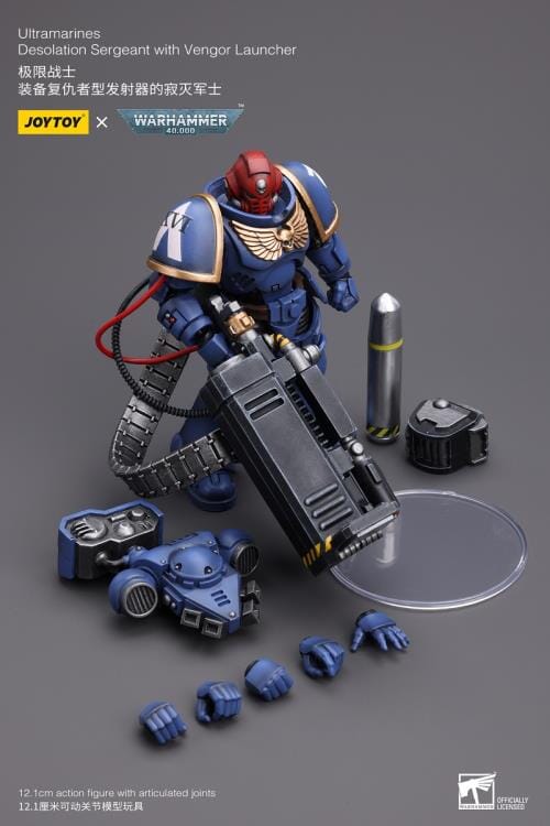 Warhammer 40K Ultramarines Desolation Sergeant with Vengor Launcher 1/18 Scale Figure