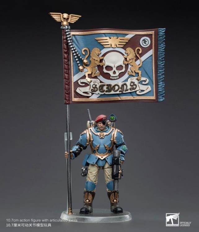 Warhammer 40k Astra Militarum Tempestus Scions Command Squad 55th Kappic Eagles Banner Bearer 1/18 Scale Figure