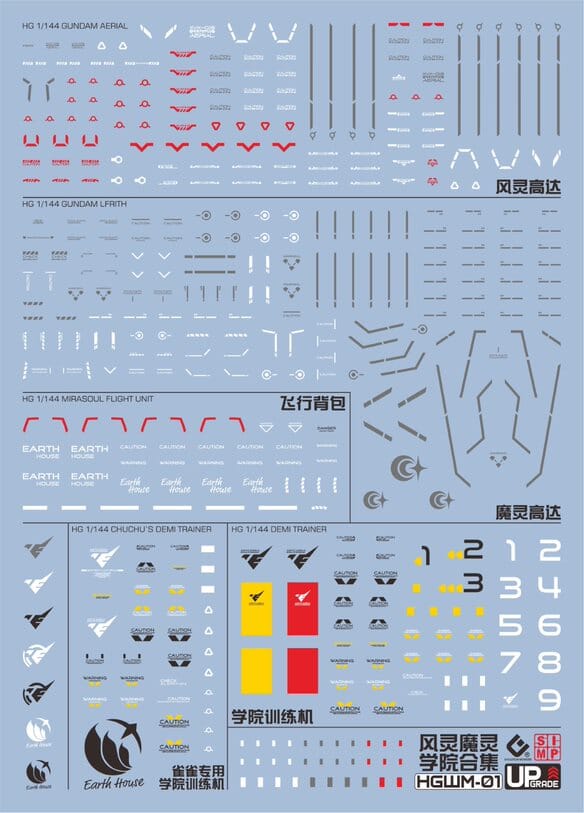 C86 TWFM HG Gundam Aerial / Lfrith / Demi Trainer / Chuchu's Water Slide Decal