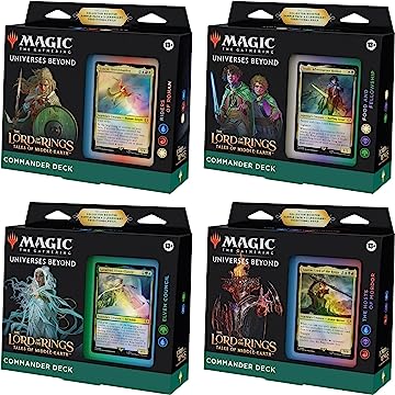 Magic The Gathering Lord of the Rings Universes Beyond Commander Deck Display (4 Decks)