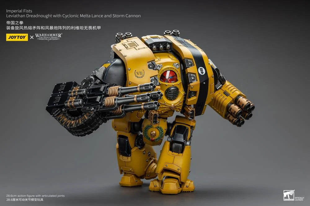 Warhammer 40K Imperial Fists Leviathan Dreadnought with Cyclonic Melta Lance and Storm Cannon 1/18 Scale Action Figure