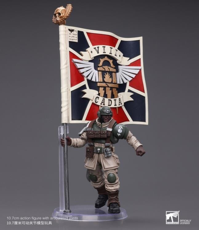 Warhammer 40k Astra Militarum Cadian Command Squad Veteran with Regimental Standard 1/18 Scale Figure