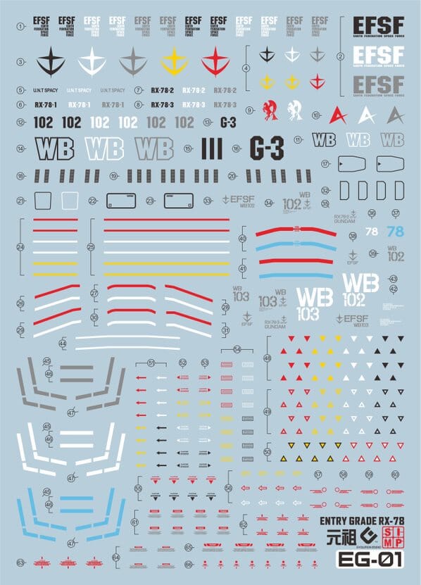 C78 Entry Grade Gundam RX-78-2 Decal Sheet