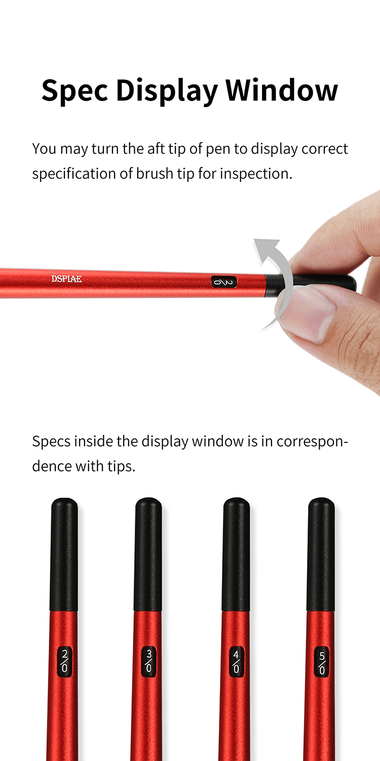 DSPIAE AT-FB01 Fine Brush With Replicable Point Tip - Red