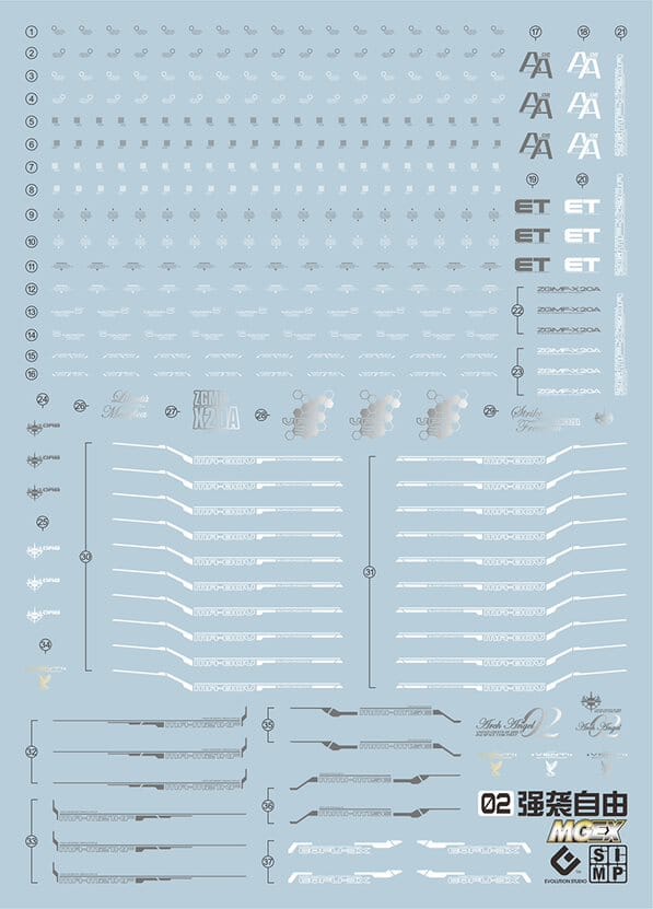 F65 MGEX Strike Freedom Decal Sheet