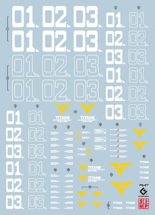 D31 PG RX-178 Gundam MK-II (Titans) Decal Sheet