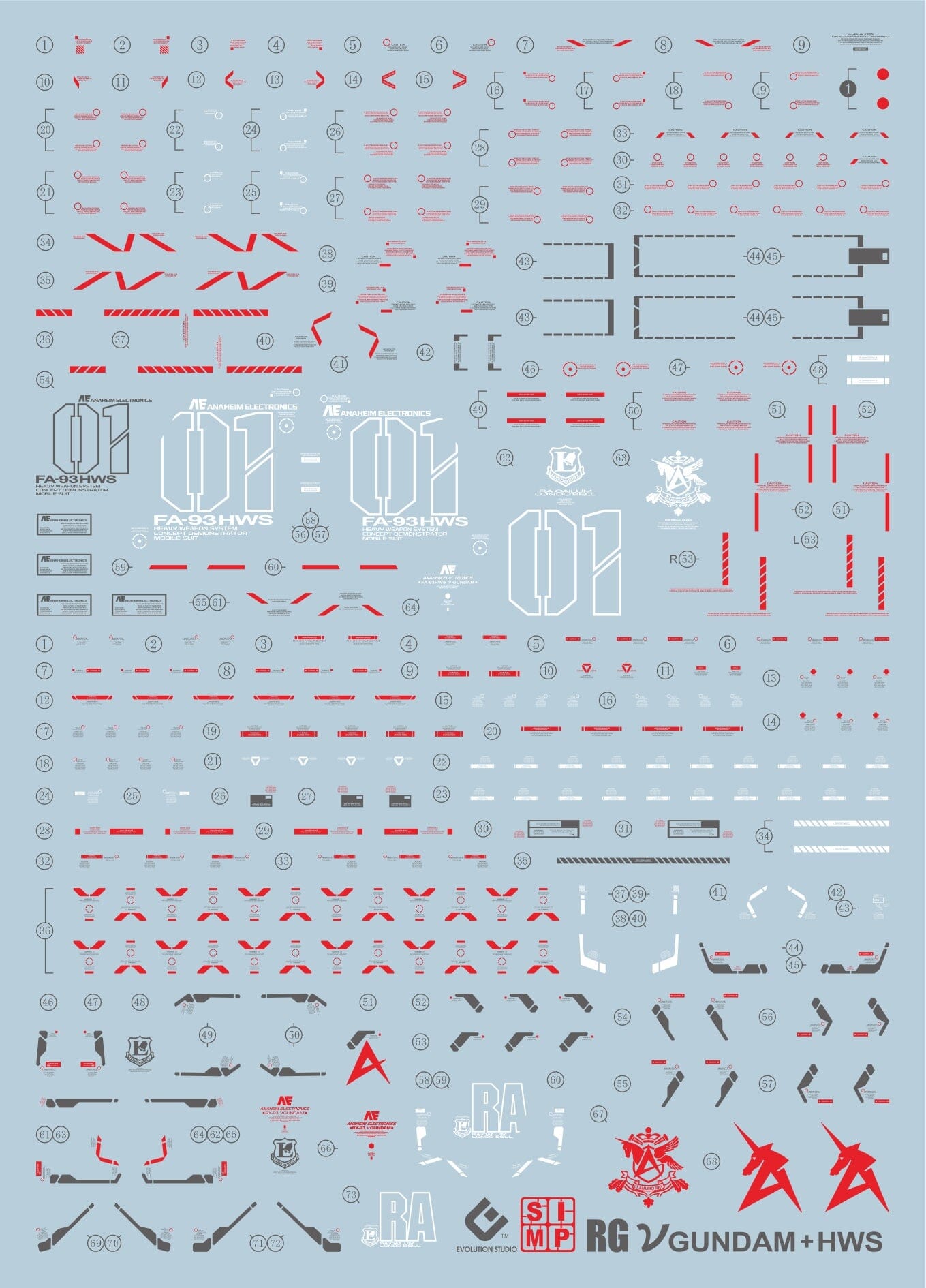 C70 RG Nu Gundam + HWS Extreme Clear Decal Sheet