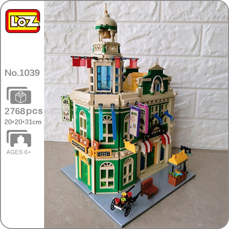 LOZ Architecture Mini Blocks 1039 Architecture Peace Hotel Food Restaurant Bell Tower