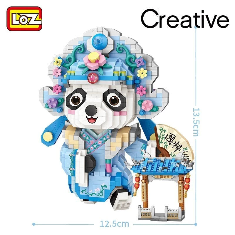 LOZ Micro Block 8101 Beijing Opera Panda Holding Fan with Gate