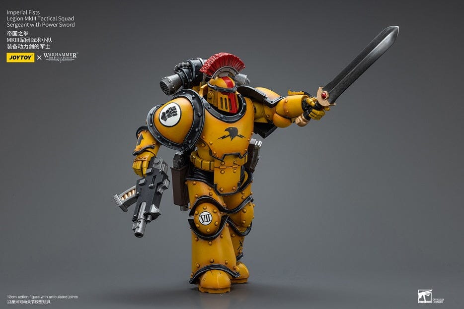 Warhammer 40k Imperial Fists Legion MkIII Tactical Squad Sergeant with Power Sword 1/18 Scale Figure