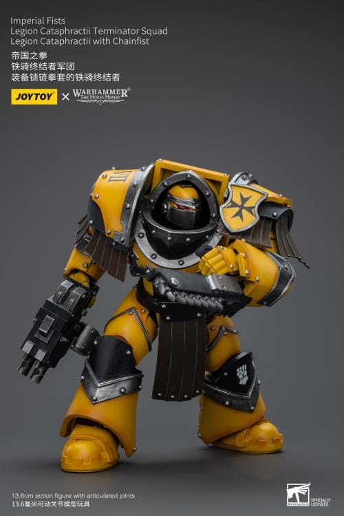 Warhammer 40K Imperial Fists Legion Cataphractii Terminator Squad Legion Cataphractii with Chainfist 1/18 Scale Figure