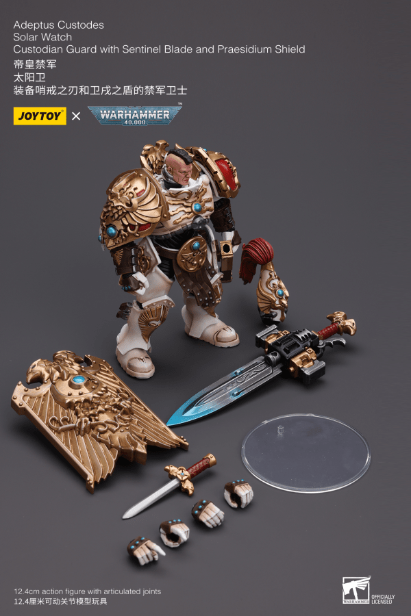 Warhammer 40K Adeptus Custodes Solar Watch Custodian Guard with Sentinel Blade and Praesidium Shield 1/18 Scale Figure