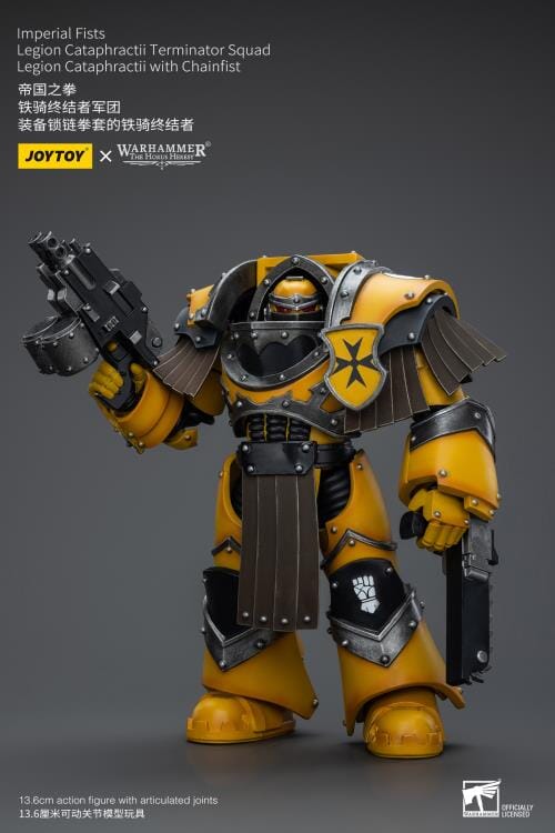 Warhammer 40K Imperial Fists Legion Cataphractii Terminator Squad Legion Cataphractii with Chainfist 1/18 Scale Figure