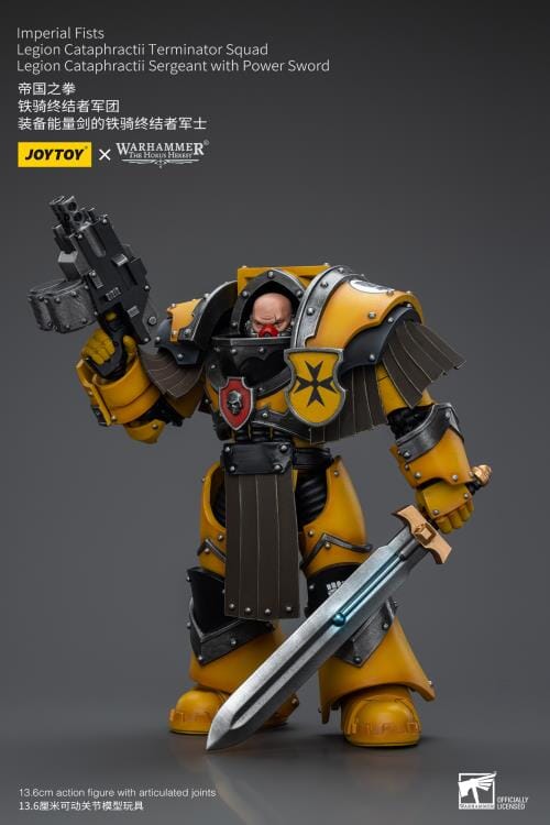 Warhammer 40K Imperial Fists Legion Cataphractii Terminator Squad Legion Cataphractii Sergeant with Power Sword 1/18 Scale Figure