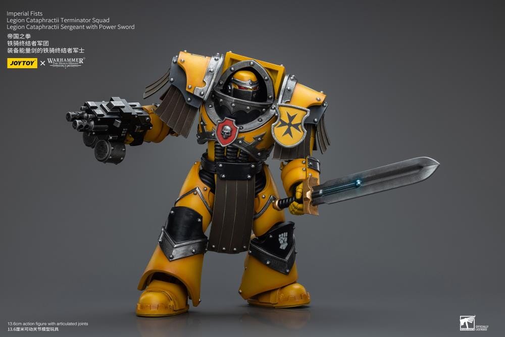 Warhammer 40K Imperial Fists Legion Cataphractii Terminator Squad Legion Cataphractii Sergeant with Power Sword 1/18 Scale Figure