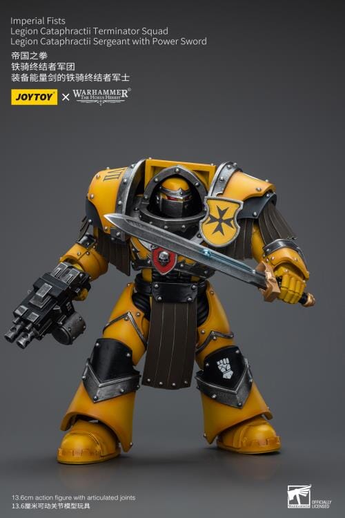 Warhammer 40K Imperial Fists Legion Cataphractii Terminator Squad Legion Cataphractii Sergeant with Power Sword 1/18 Scale Figure