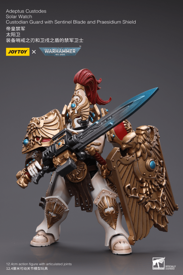 Warhammer 40K Adeptus Custodes Solar Watch Custodian Guard with Sentinel Blade and Praesidium Shield 1/18 Scale Figure