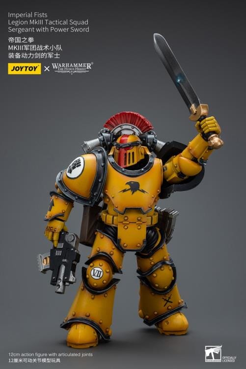 Warhammer 40k Imperial Fists Legion MkIII Tactical Squad Sergeant with Power Sword 1/18 Scale Figure