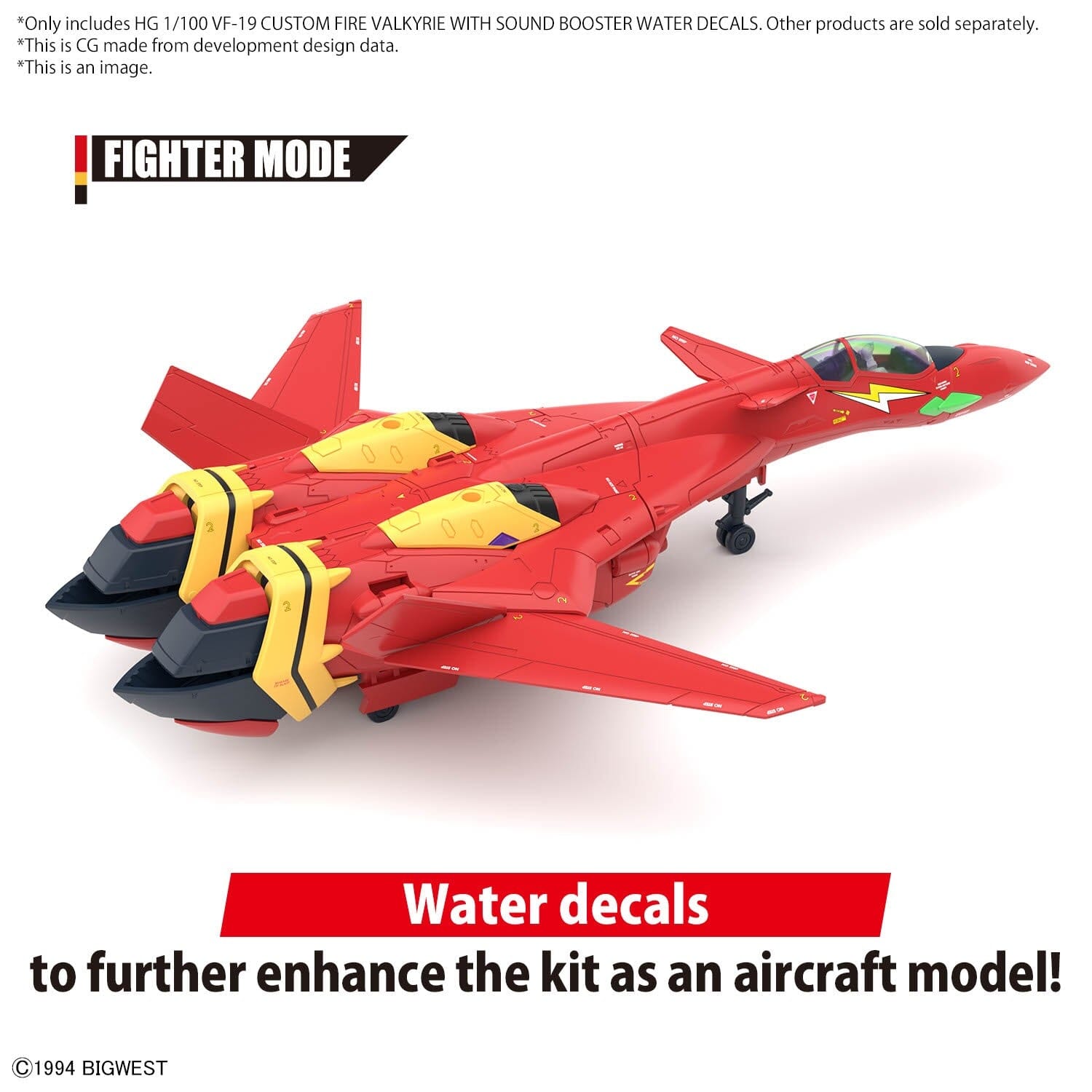 Macross 7 HG VF-19 Kai Fire Valkyrie (Sound Booster Equipped Ver.) 1/100 Scale Water Slide Decal Sheet