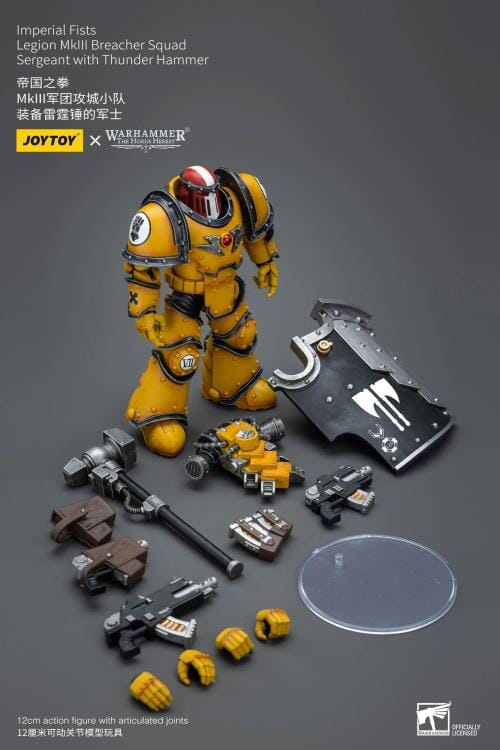 Warhammer 40k Imperial Fists Legion MkIII Breacher Squad Sergeant with Thunder Hammer 1/18 Scale Figure