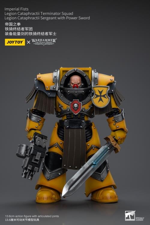 Warhammer 40K Imperial Fists Legion Cataphractii Terminator Squad Legion Cataphractii Sergeant with Power Sword 1/18 Scale Figure