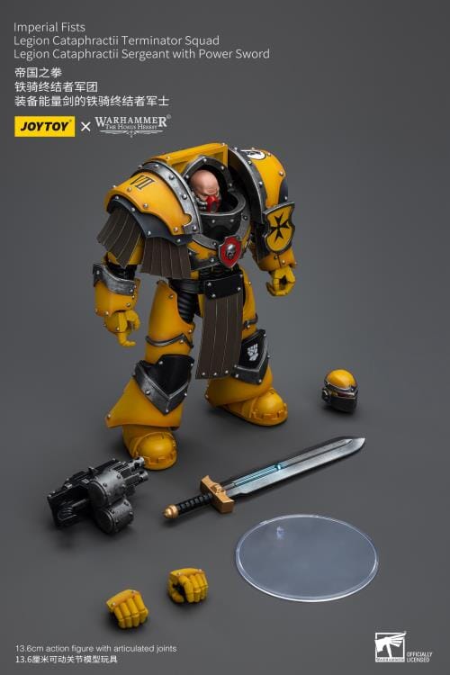 Warhammer 40K Imperial Fists Legion Cataphractii Terminator Squad Legion Cataphractii Sergeant with Power Sword 1/18 Scale Figure