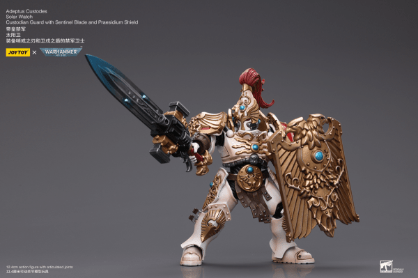 Warhammer 40K Adeptus Custodes Solar Watch Custodian Guard with Sentinel Blade and Praesidium Shield 1/18 Scale Figure