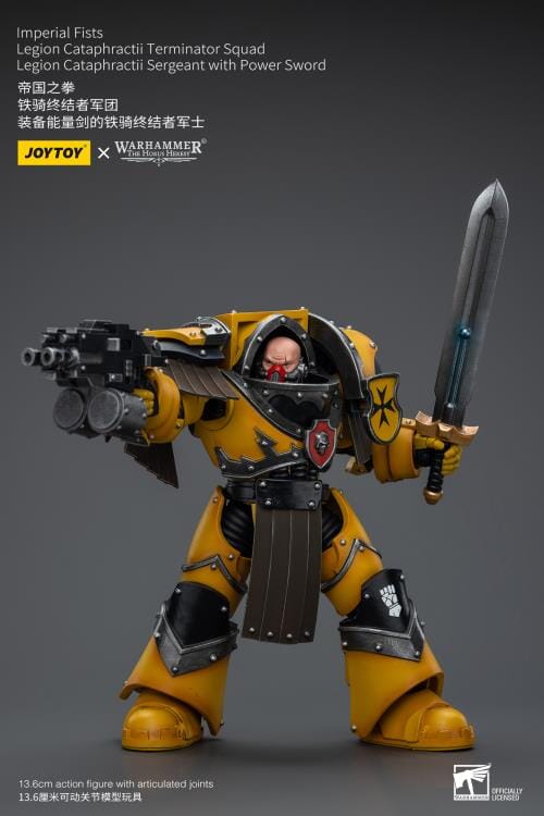 Warhammer 40K Imperial Fists Legion Cataphractii Terminator Squad Legion Cataphractii Sergeant with Power Sword 1/18 Scale Figure