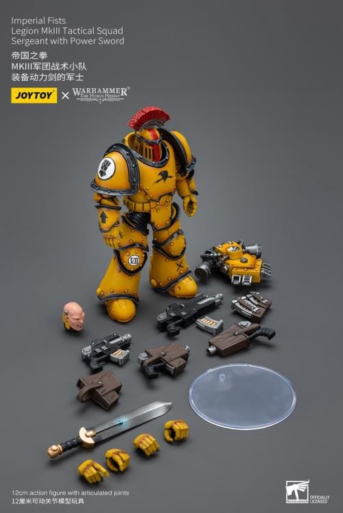 Warhammer 40k Imperial Fists Legion MkIII Tactical Squad Sergeant with Power Sword 1/18 Scale Figure