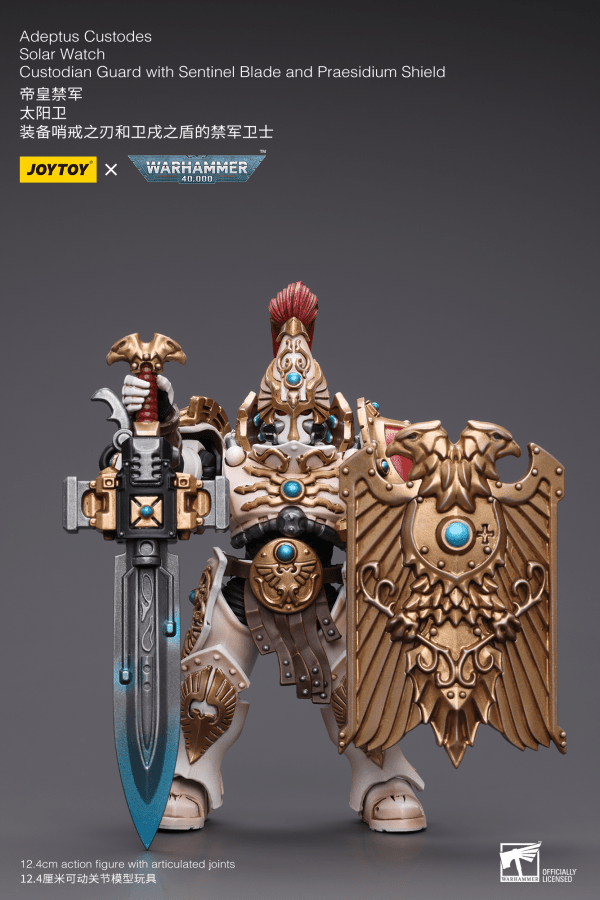 Warhammer 40K Adeptus Custodes Solar Watch Custodian Guard with Sentinel Blade and Praesidium Shield 1/18 Scale Figure